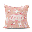 Custom Name Cute Strawberry Bunny Macaron Dessert Kawaii Peach Square Filled Cushion Throw Pillow Sofa Bed Home Decor Zip Washable UK Made