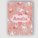 Personalised Name Cute Strawberry Bunny Custom  Modern Room Accent Elegant Feature Canvas Wall Art Print Decor Picture Ready to Hang