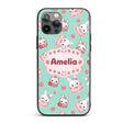 Cute Strawberry Bunny Macaron Dessert Kawaii Mint Custom Name Protective Phone Case Mobile Cover Durable Everyday Smartphone Shock Resistant