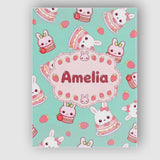Personalised Name Cute Strawberry Bunny Custom  Modern Room Accent Elegant Feature Canvas Wall Art Print Decor Picture Ready to Hang