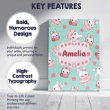 Personalised Name Cute Strawberry Bunny Custom  Modern Room Accent Elegant Feature Canvas Wall Art Print Decor Picture Ready to Hang