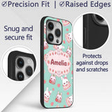 Cute Strawberry Bunny Macaron Dessert Kawaii Mint Custom Name Protective Phone Case Mobile Cover Durable Everyday Smartphone Shock Resistant
