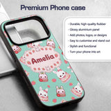 Cute Strawberry Bunny Macaron Dessert Kawaii Mint Custom Name Protective Phone Case Mobile Cover Durable Everyday Smartphone Shock Resistant