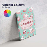 Personalised Name Cute Strawberry Bunny Custom  Modern Room Accent Elegant Feature Canvas Wall Art Print Decor Picture Ready to Hang