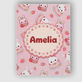 Personalised Name Cute Strawberry Bunny Custom  Modern Room Accent Elegant Feature Canvas Wall Art Print Decor Picture Ready to Hang