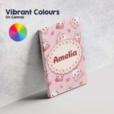 Personalised Name Cute Strawberry Bunny Custom  Modern Room Accent Elegant Feature Canvas Wall Art Print Decor Picture Ready to Hang