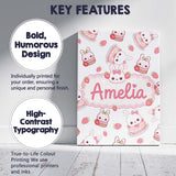 Personalised Name Cute Strawberry Bunny Custom  Modern Room Accent Elegant Feature Canvas Wall Art Print Decor Picture Ready to Hang