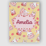 Personalised Name Cute Strawberry Bunny Custom  Modern Room Accent Elegant Feature Canvas Wall Art Print Decor Picture Ready to Hang