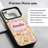 Cute Strawberry Bunny Macaron Dessert Kawaii Custom Name Protective Phone Case Mobile Cover Durable Everyday Smartphone Shock Resistant
