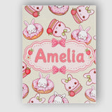 Personalised Name Cute Bunny Donut Strawberry Custom Unique Gift Idea Modern Room Accent Canvas Wall Art Print Decor Picture Ready to Hang