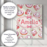 Personalised Name Cute Bunny Donut Strawberry Custom Unique Gift Idea Modern Room Accent Canvas Wall Art Print Decor Picture Ready to Hang