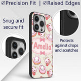 Cute Bunny Donut Strawberry Dessert Kawaii Cream Custom Name Protective Phone Case Mobile Cover Durable Everyday Smartphone Shock Resistant