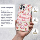 Cute Bunny Donut Strawberry Dessert Kawaii Cream Custom Name Protective Phone Case Mobile Cover Durable Everyday Smartphone Shock Resistant