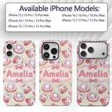 Cute Bunny Donut Strawberry Dessert Kawaii Cream Custom Name Protective Phone Case Mobile Cover Durable Everyday Smartphone Shock Resistant
