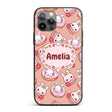 Cute Bunny Donut Strawberry Dessert Kawaii Peach Custom Name Protective Phone Case Mobile Cover Durable Everyday Smartphone Shock Resistant