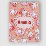 Personalised Name Cute Bunny Donut Strawberry Custom Unique Gift Idea Modern Room Accent Canvas Wall Art Print Decor Picture Ready to Hang