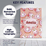 Personalised Name Cute Bunny Donut Strawberry Custom Unique Gift Idea Modern Room Accent Canvas Wall Art Print Decor Picture Ready to Hang