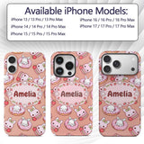 Cute Bunny Donut Strawberry Dessert Kawaii Peach Custom Name Protective Phone Case Mobile Cover Durable Everyday Smartphone Shock Resistant