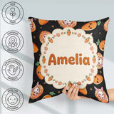 Custom Name Carrot Bunny Donut Dessert Black Background Seamless Square Filled Cushion Throw Pillow Sofa Bed Home Decor Zip Washable UK Made