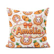 Custom Name Cute Bunny Donut Carrot Kawaii Easter Dessert Grey Square Filled Cushion Throw Pillow Sofa Bed Home Decor Zip Washable UK Made