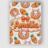Personalised Name Cute Bunny Donut Carrot Custom  Unique Gift Idea Elegant Feature Canvas Wall Art Print Decor Picture Ready to Hang