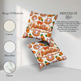 Custom Name Cute Bunny Donut Carrot Kawaii Easter Dessert Grey Square Filled Cushion Throw Pillow Sofa Bed Home Decor Zip Washable UK Made