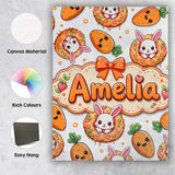 Personalised Name Cute Bunny Donut Carrot Custom  Unique Gift Idea Elegant Feature Canvas Wall Art Print Decor Picture Ready to Hang