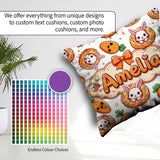 Custom Name Cute Bunny Donut Carrot Kawaii Easter Dessert Grey Square Filled Cushion Throw Pillow Sofa Bed Home Decor Zip Washable UK Made