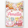 Easter Bunny Donut Basket Kawaii Pastel Cream Background Seamless  Personalised Custom Name Super Soft Fleece Blanket Bed Sofa Throw