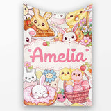 Easter Bunny Donut Basket Kawaii Pastel Cream Background Seamless  Personalised Custom Name Super Soft Fleece Blanket Bed Sofa Throw