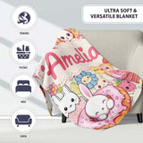 Easter Bunny Donut Basket Kawaii Pastel Cream Background Seamless  Personalised Custom Name Super Soft Fleece Blanket Bed Sofa Throw