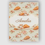 Personalised Name Croissant Coffee Strawberry Dessert Seamless Custom Modern Room Accent Canvas Wall Art Print Decor Picture Ready to Hang
