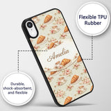 Croissant Coffee Strawberry Dessert Seamless Custom Name Protective Phone Case Mobile Cover Durable Everyday Smartphone Shock Resistant