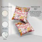 Custom Name Cute Easter Bunny Chick Donut Basket Pink Background Square Filled Cushion Throw Pillow Sofa Bed Home Decor Zip Washable UK Made
