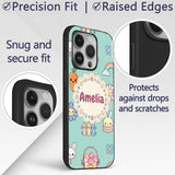 Easter Chick Bunny Carrot Rainbow Fence Kawai Custom Name Protective Phone Case Mobile Cover Durable Everyday Smartphone Shock Resistant