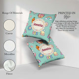 Custom Name Easter Chick Bunny Carrot Rainbow Fence Kawai Mint Square Filled Cushion Throw Pillow Sofa Bed Home Decor Zip Washable UK Made