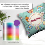 Custom Name Easter Chick Bunny Carrot Rainbow Fence Kawai Mint Square Filled Cushion Throw Pillow Sofa Bed Home Decor Zip Washable UK Made