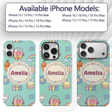 Easter Chick Bunny Carrot Rainbow Fence Kawai Custom Name Protective Phone Case Mobile Cover Durable Everyday Smartphone Shock Resistant