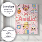 Personalised Name Easter Chick Bunny Carrot Custom  Bespoke Interior Contemporary Canvas Wall Art Print Decor Picture Ready to Hang