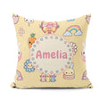 Custom Name Easter Chick Carrot Rainbow Flower Yellow Background Square Filled Cushion Throw Pillow Sofa Bed Home Decor Zip Washable UK Made