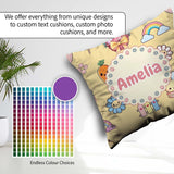 Custom Name Easter Chick Carrot Rainbow Flower Yellow Background Square Filled Cushion Throw Pillow Sofa Bed Home Decor Zip Washable UK Made