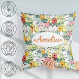 Custom Name Cute Cartoon Dogs Crowd Multicolour Seamless Pattern Square Filled Cushion Throw Pillow Sofa Bed Home Decor Zip Washable UK Made