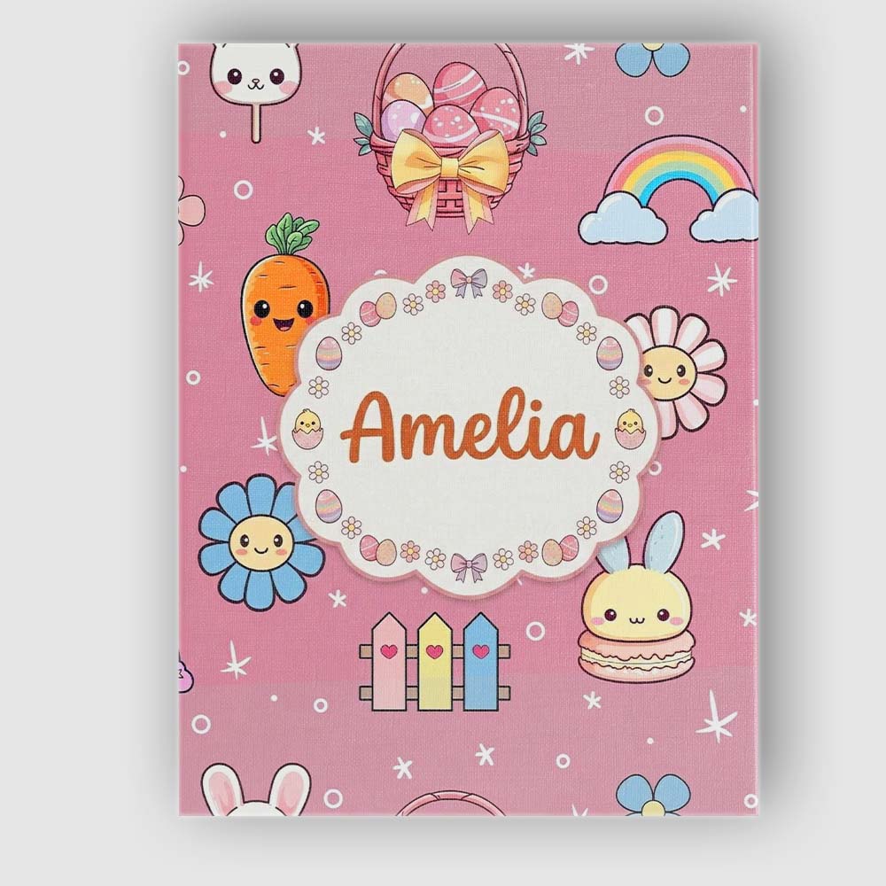 Personalised Name Easter Chick Bunny Carrot Custom  Bespoke Interior Contemporary Canvas Wall Art Print Decor Picture Ready to Hang