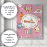 Personalised Name Easter Chick Bunny Carrot Custom  Bespoke Interior Contemporary Canvas Wall Art Print Decor Picture Ready to Hang