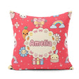 Custom Name Easter Chick Bunny Carrot Rainbow Flower Kawai Red Square Filled Cushion Throw Pillow Sofa Bed Home Decor Zip Washable UK Made