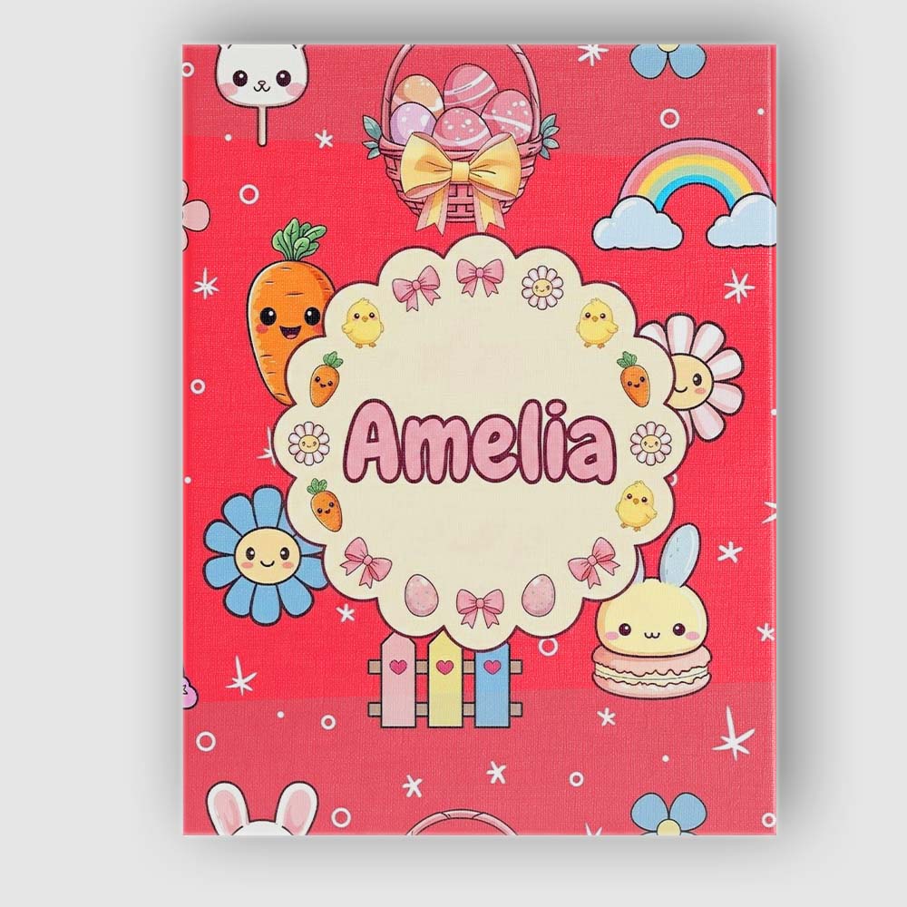 Personalised Name Easter Chick Bunny Carrot Custom  Bespoke Interior Contemporary Canvas Wall Art Print Decor Picture Ready to Hang