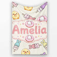 Cute Easter Bunny Ice Cream Donut Chick Kawaii Background Seamless  Personalised Custom Name Super Soft Fleece Blanket Bed Sofa Throw