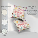 Custom Name Easter Bunny Ice Cream Donut Chick Kawaii Background Square Filled Cushion Throw Pillow Sofa Bed Home Decor Zip Washable UK Made
