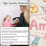 Cute Easter Bunny Ice Cream Donut Chick Kawaii Background Seamless  Personalised Custom Name Super Soft Fleece Blanket Bed Sofa Throw