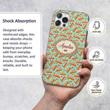 Hand Drawn Croissant Cherry Leaf Seamless Pattern Custom Name Protective Phone Case Mobile Cover Durable Everyday Smartphone Shock Resistant